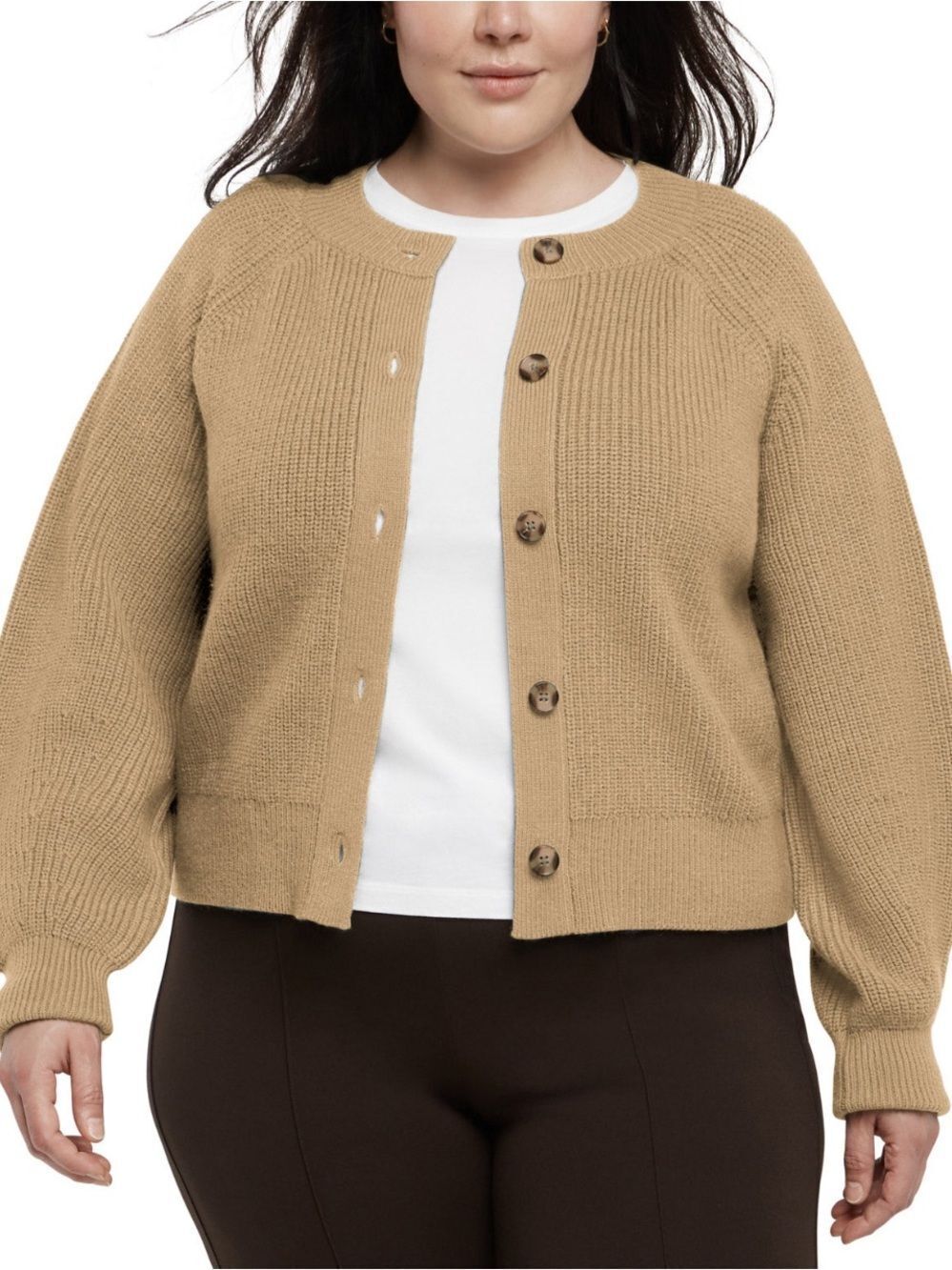 BANANA REPUBLIC WOMENS BUTTON FRONT CARDIGAN SWEATER TAN LARGE